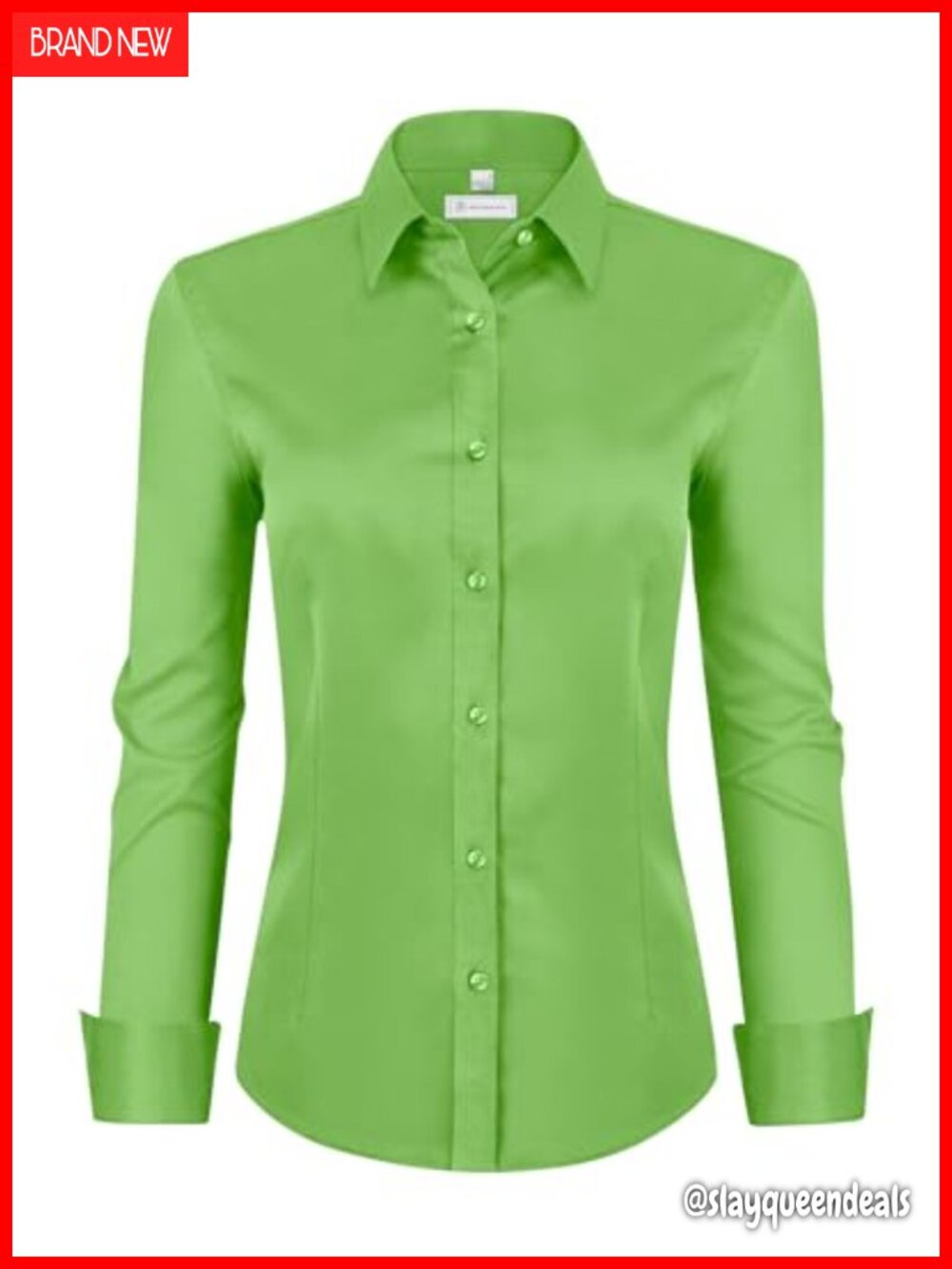Womens Button Down Work Blouse Long Sleeve Wrinkle Free Stretch Office Top